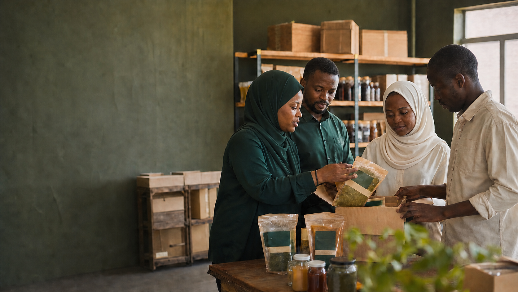 Tanzanian packaged food business preparing products for market